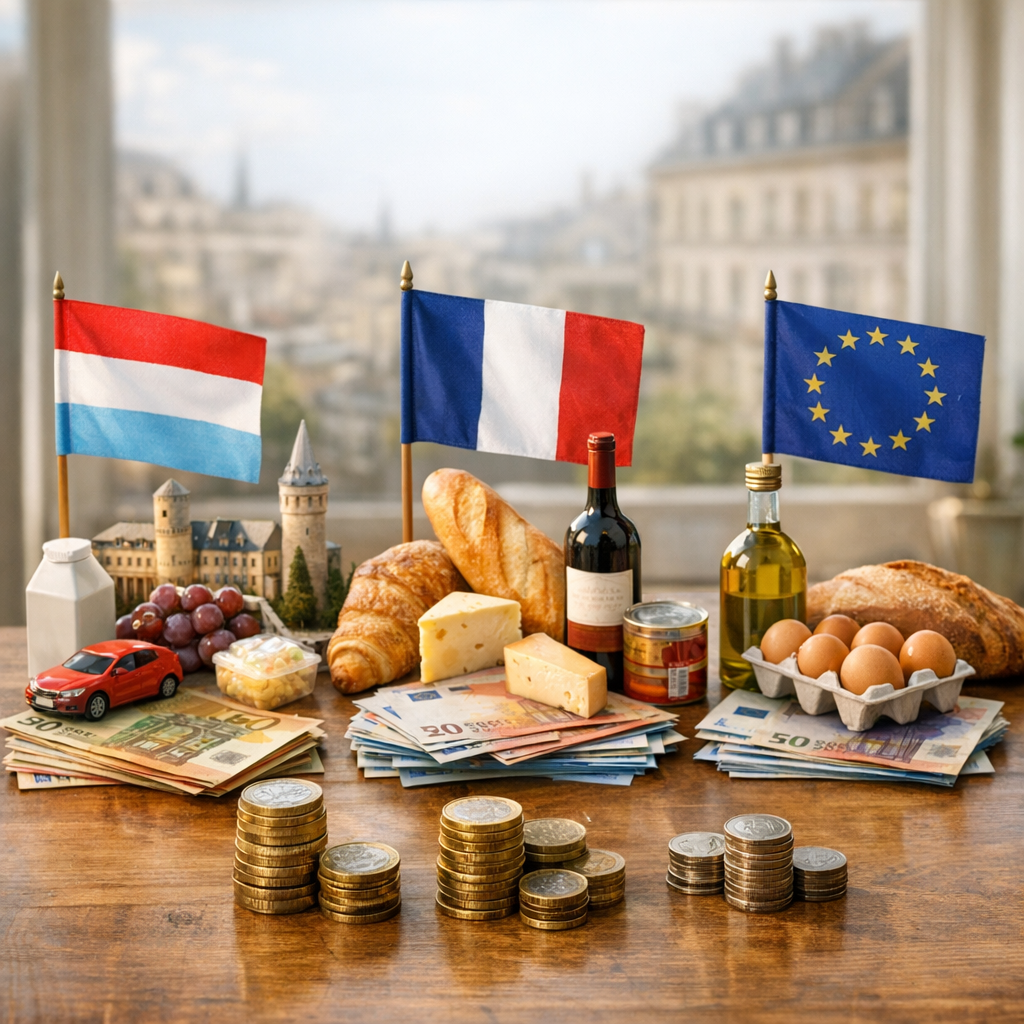 La comparaison en pouvoir d'achat : Luxembourg, France et Union européenne